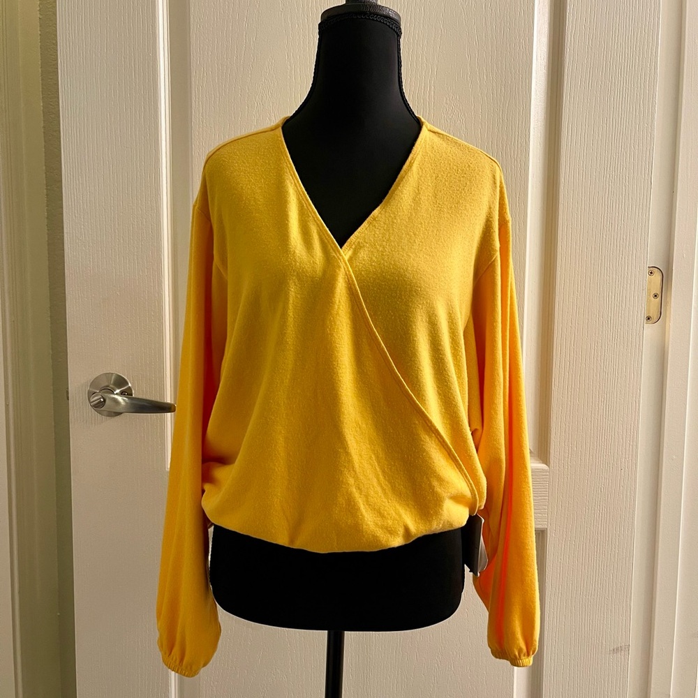 Beyond Yoga Golden Wrap Blouse NWT
